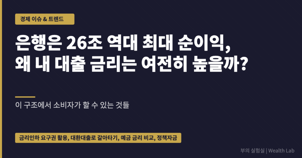 은행은 26조 역대 최대 순이익, 왜 내 대출 금리는 여전히 높을까?